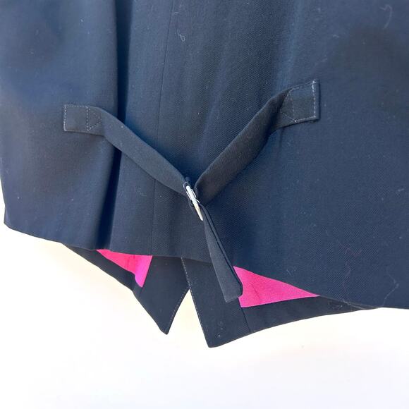 Vintage Q-Wear Wool Vest Red Cross 90s Black Embroidered Waistcoat 38 Size 8 - Picture 7 of 9